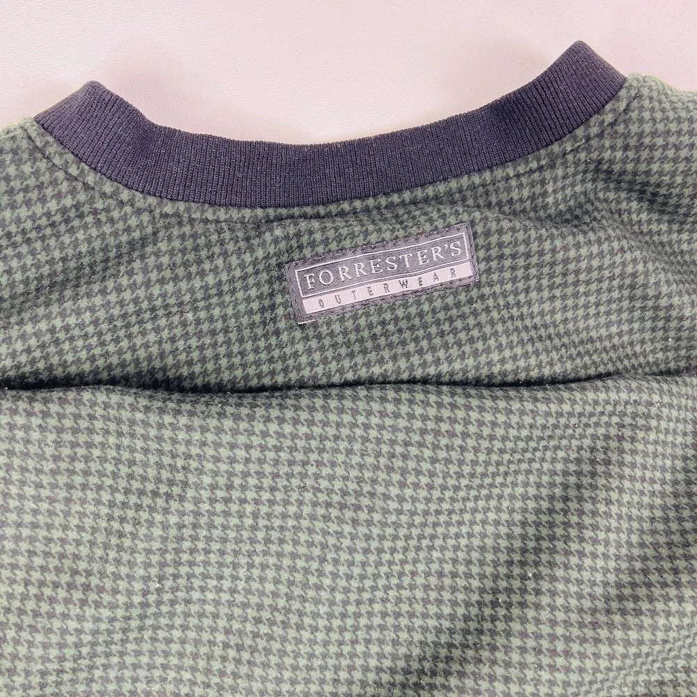 VTG‎ FORRESTER'S Outerwear Green & Black Houndstooth Lined Golf V-Neck Sweater L